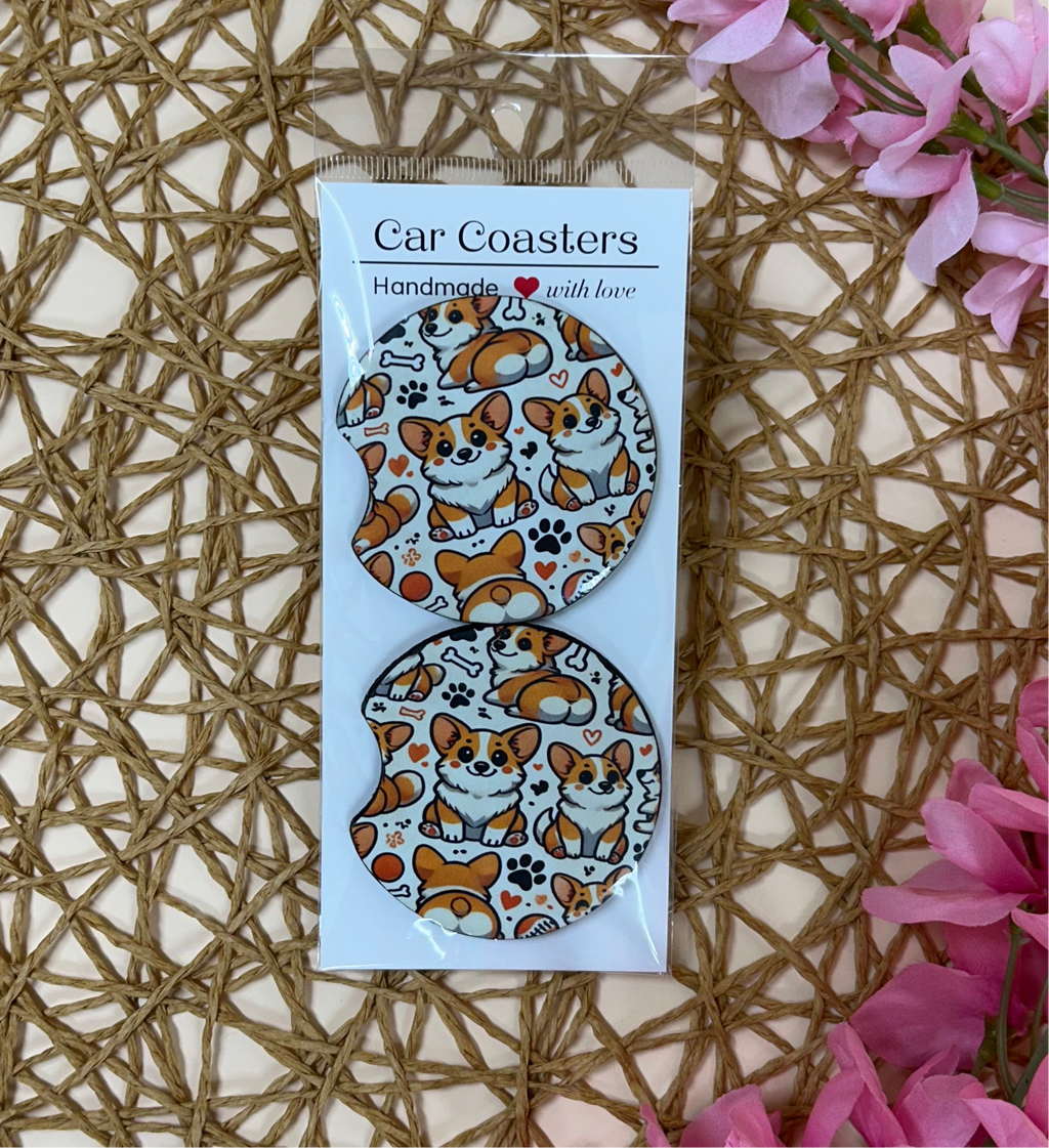 Corgi car coaster set