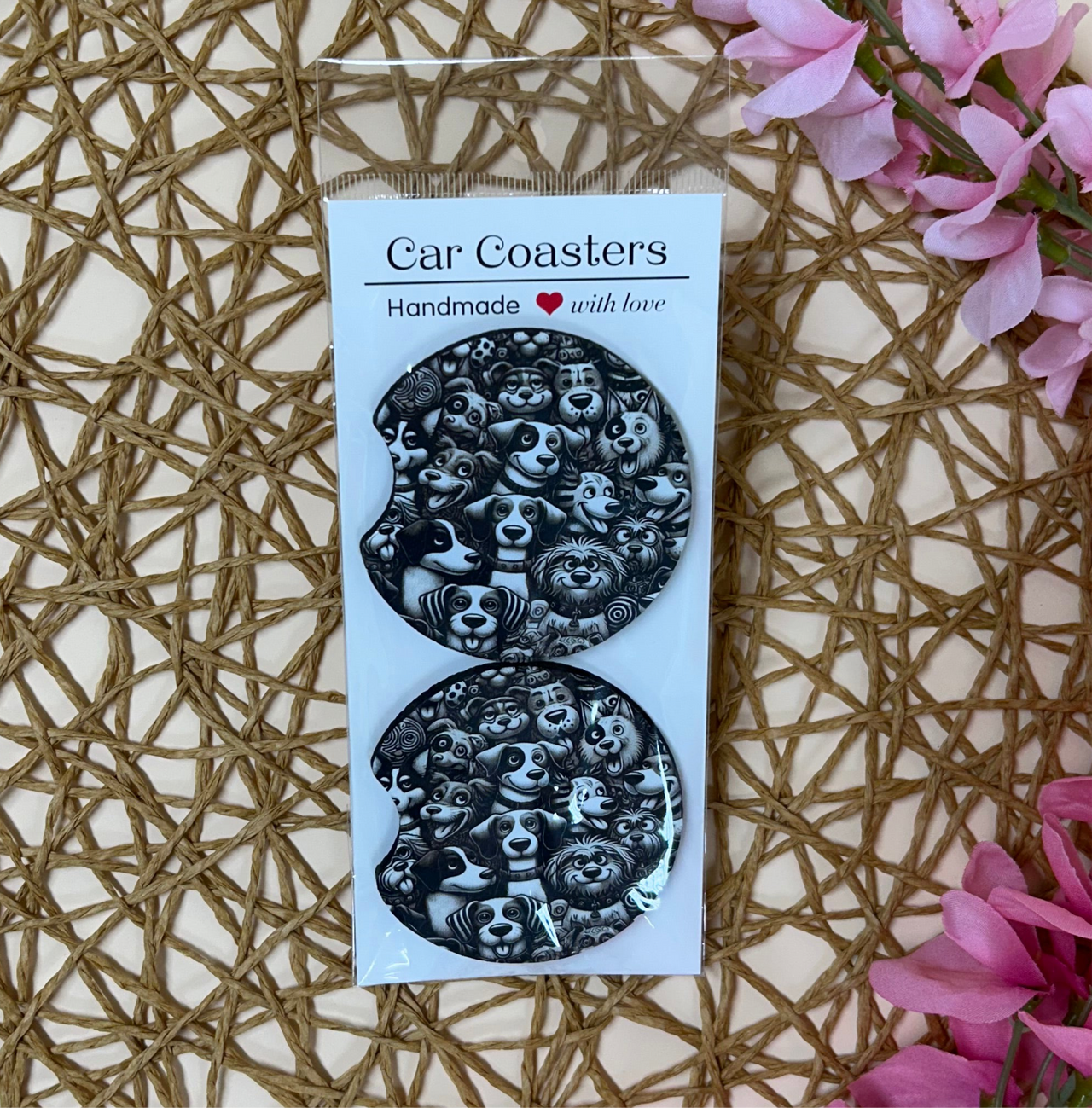 Sweet dogs car coaster sets