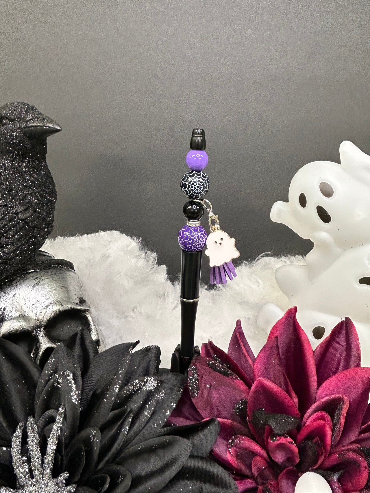 Spider web pen w/ charm