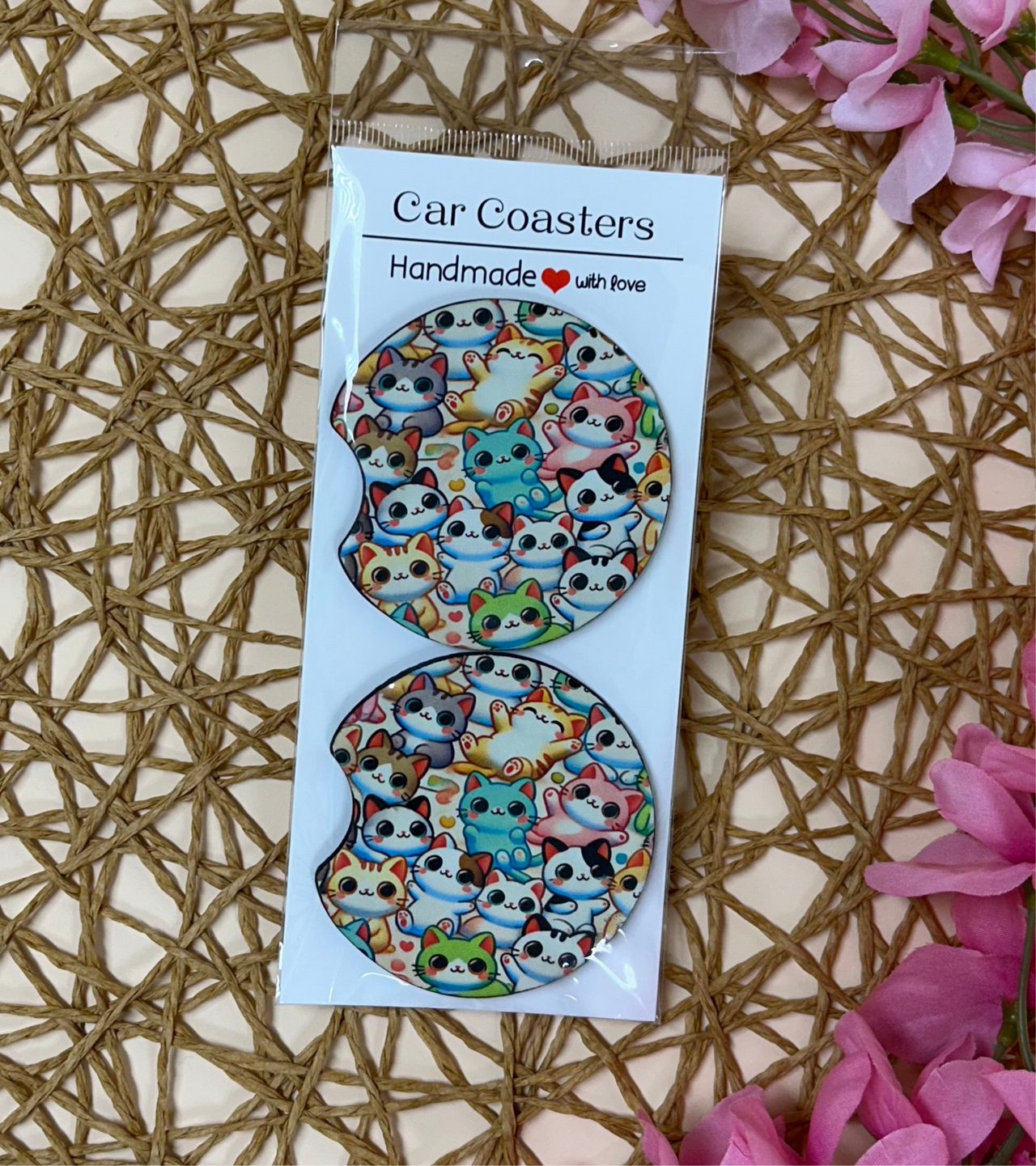 Kitty car coaster set