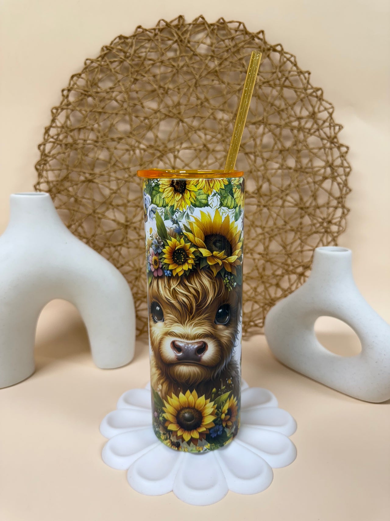 Cow and sunflowers Tumbler