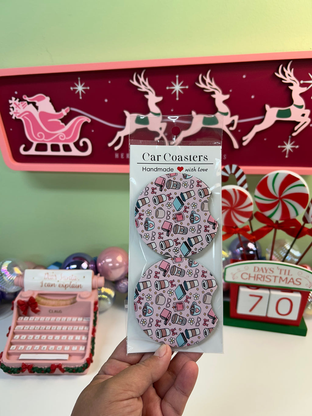 coquette coffee books car coaster