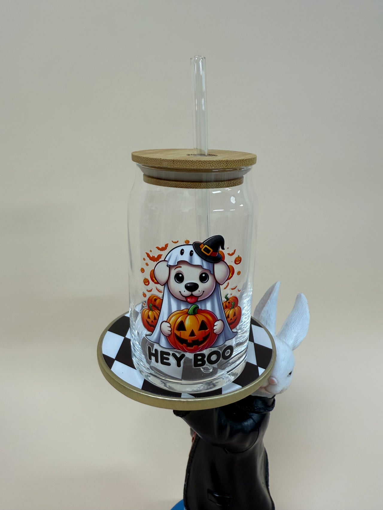 Hey boo 16oz glass can