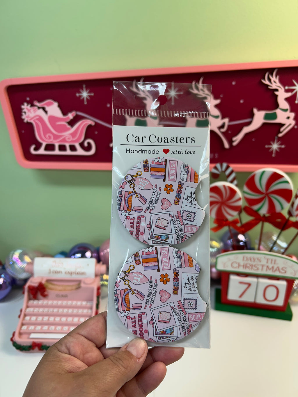 Bookish Girlie car coaster