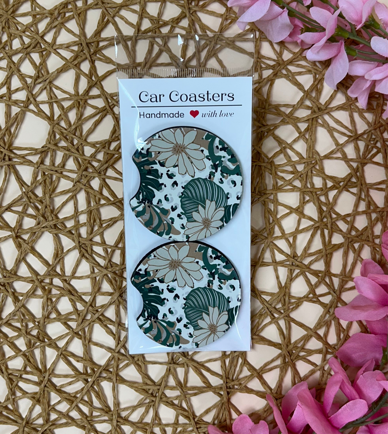 Tropical Boho car coaster set