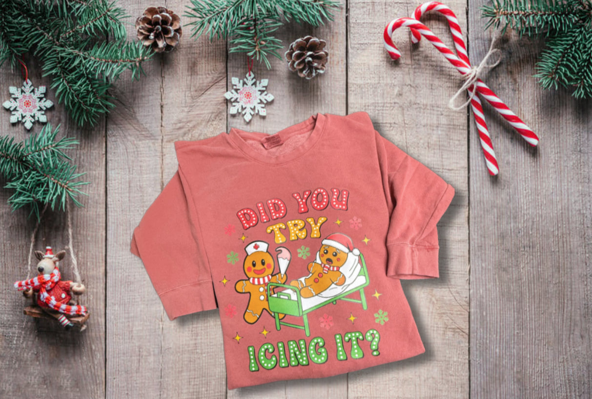 Did you try icing it? Unisex Lighweight Cotton Crewneck Sweatshirt comfort colors