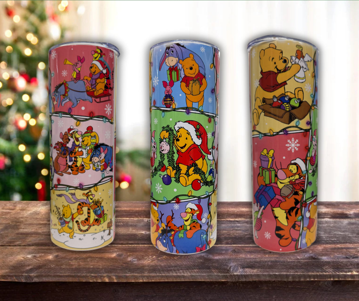 Pooh Christmas stainless steel 20 oz. Skinny tumbler