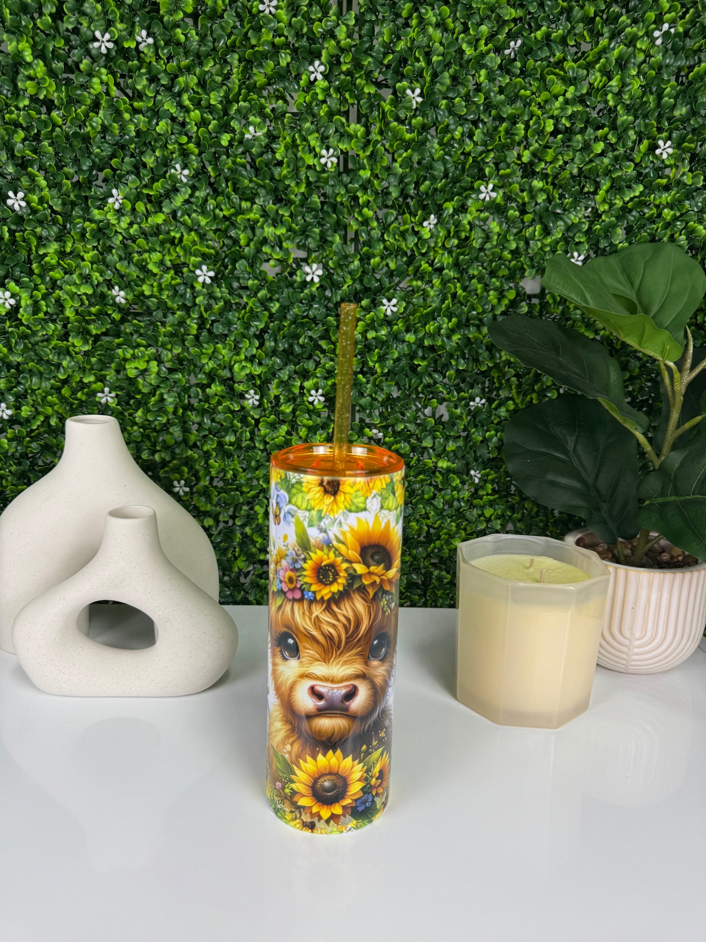 Cow and sunflowers Tumbler