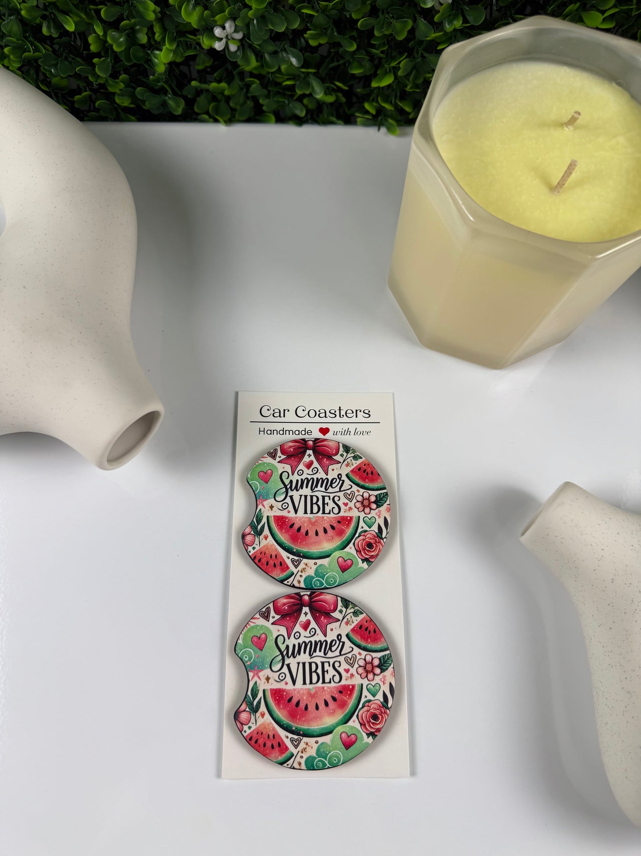 Summer vibes car coaster set