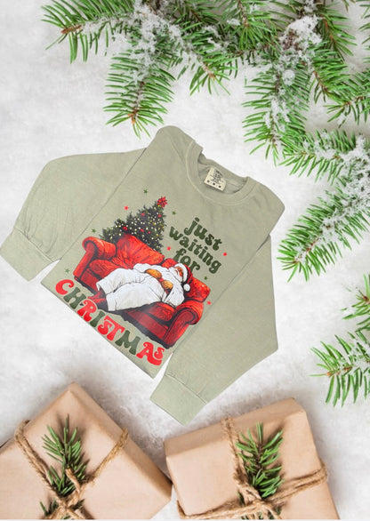 Comfort colors Just waiting for Christmas long sleeve t shirt