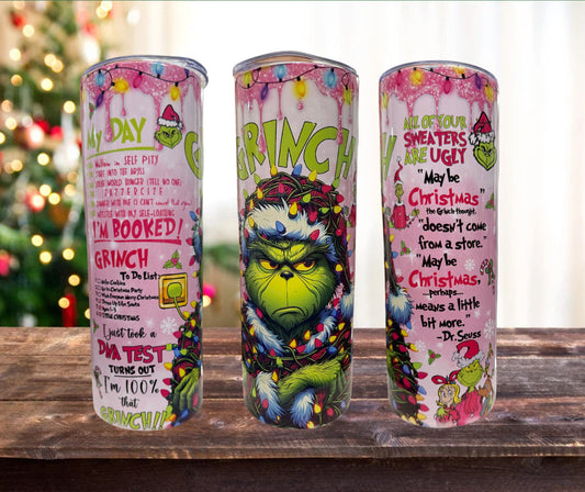 100% that Grinch 20 oz stainless steel skinny tumbler