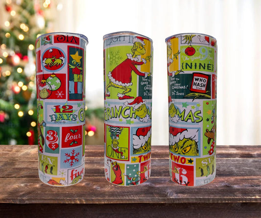 Grinchmas stainless steel 20 oz skinny tumbler