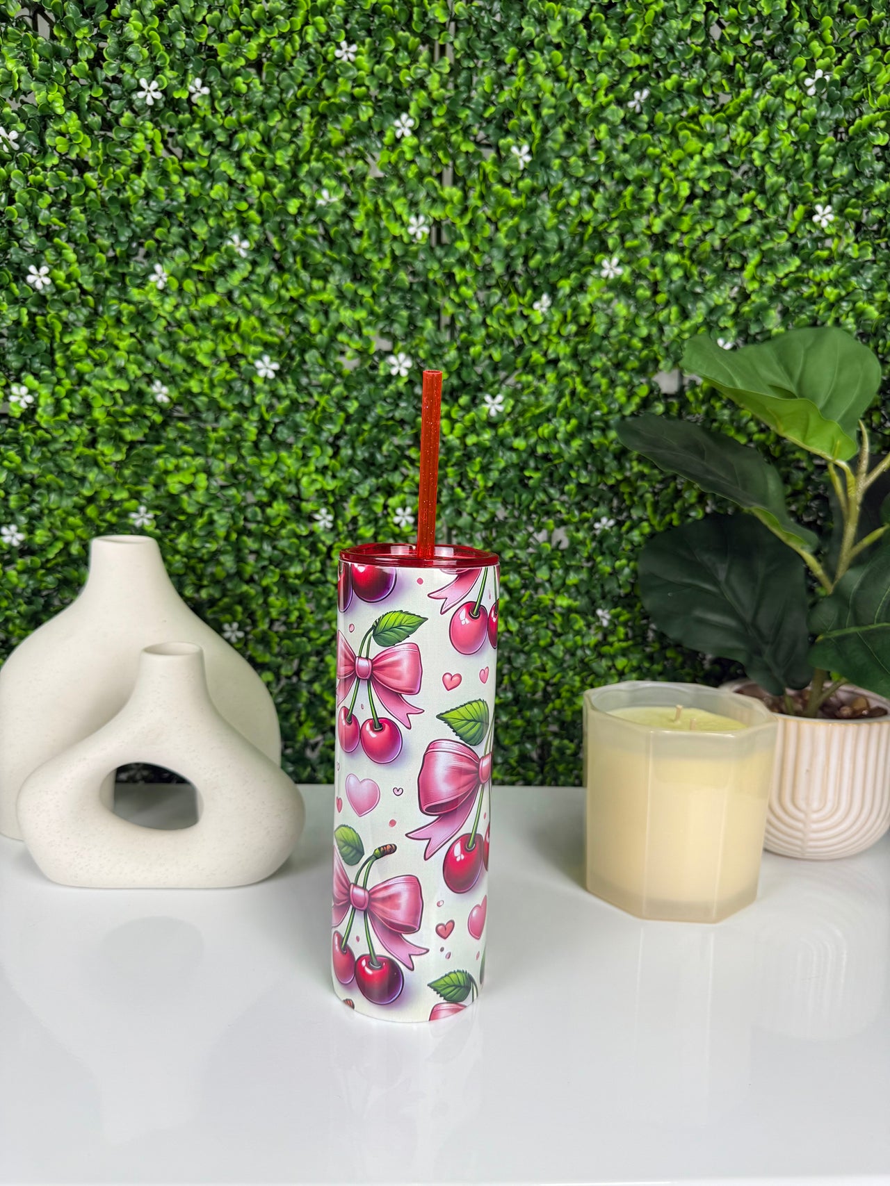 Cherry bows tumbler