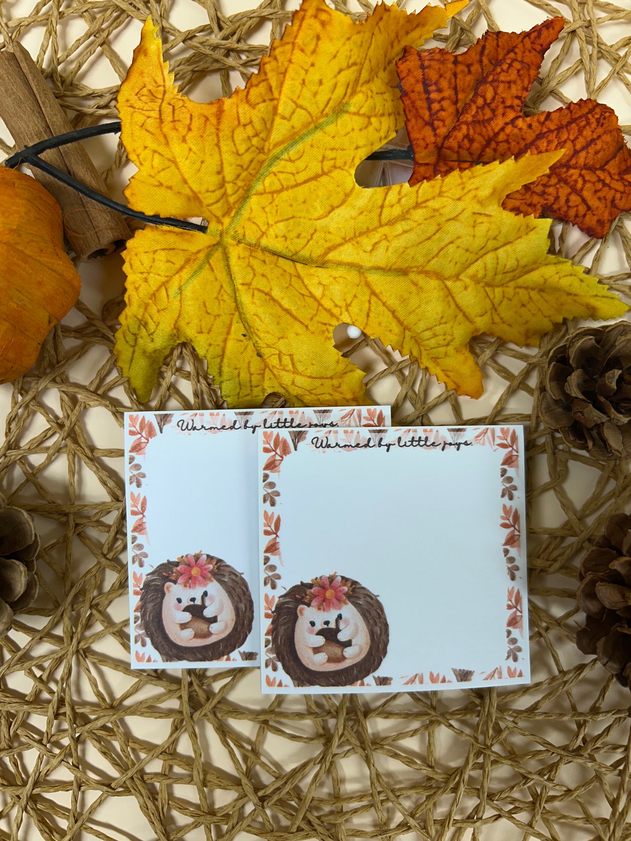 Hedgehog fall sticky note