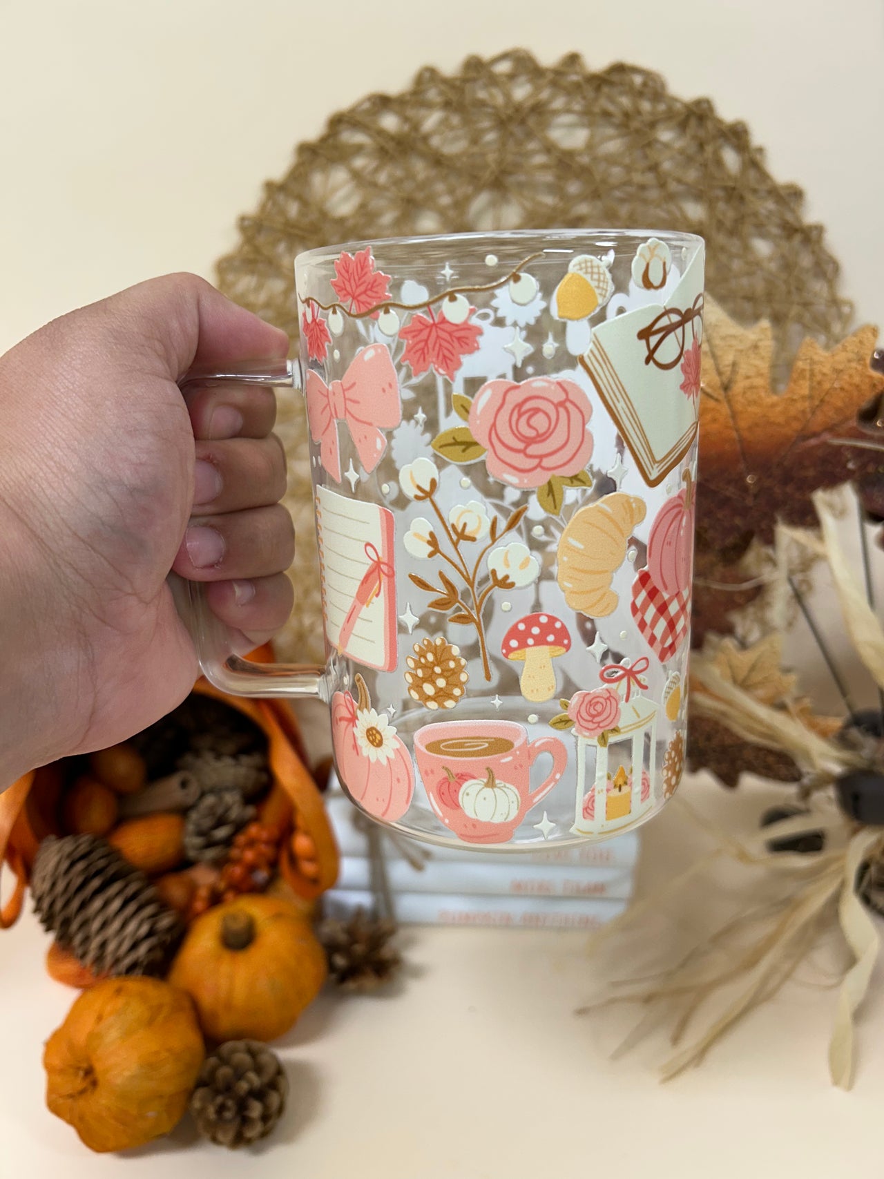 Autumn story glass mug