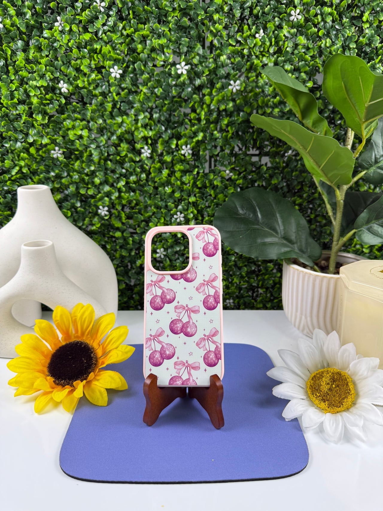 Pink cherry phone case