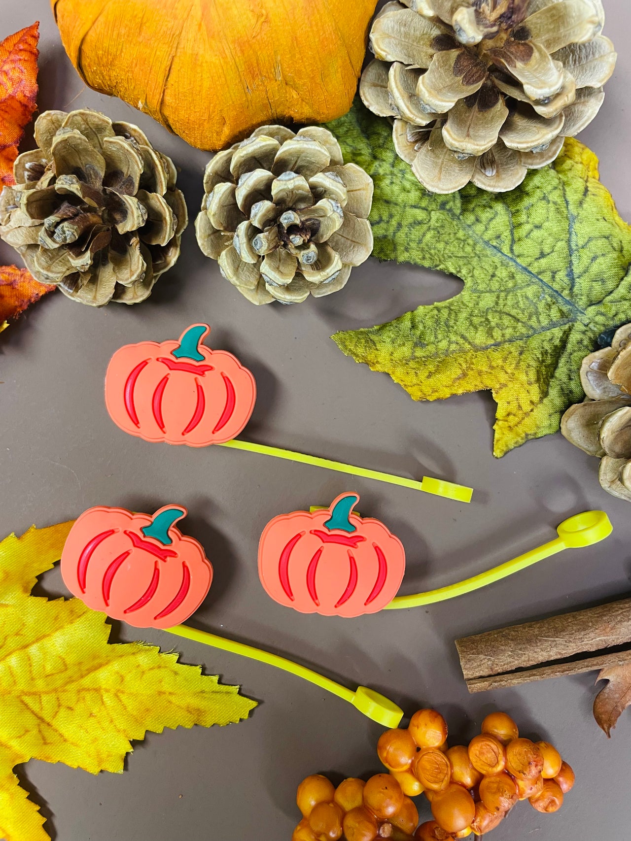 Fall Pumpkin 7-8mm straw topper
